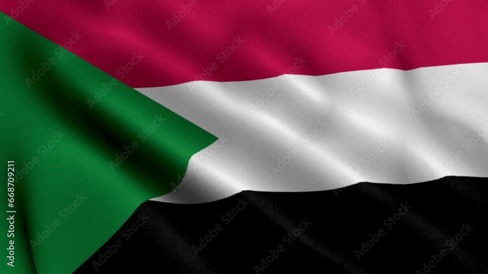 Sudan Flag. Waving Fabric Satin Texture Flag of Sudan 3D illustration. Real Texture Flag of the Republic of the Sudan 4K Video Sudan Flag. Waving Fabric Satin Texture Flag of Sudan 3D illustration. Real Texture Flag of the Republic of the Sudan 4K Video