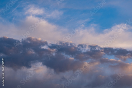 Cloudy sky texture. Beautiful view of the clouds.