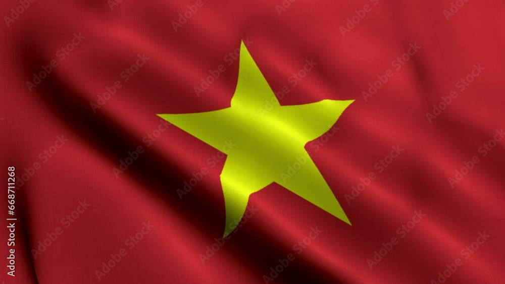 Vietnam Flag. Waving Fabric Satin Texture Flag of Vietnam 3D illustration. Real Texture Flag of the Socialist Republic of Vietnam 4K Video Vietnam Flag. Waving Fabric Satin Texture Flag of Vietnam 3D illustration. Real Texture Flag of the Socialist Republic of Vietnam 4K Video