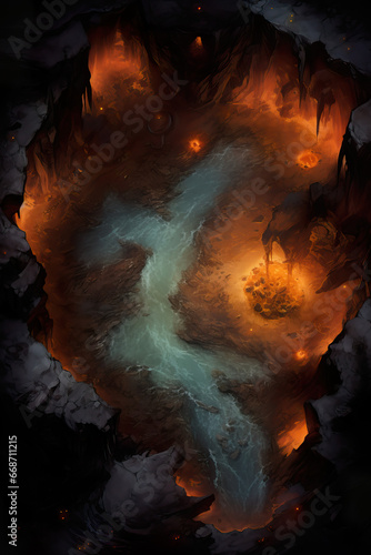 DnD Map Fiery Grotto From Above