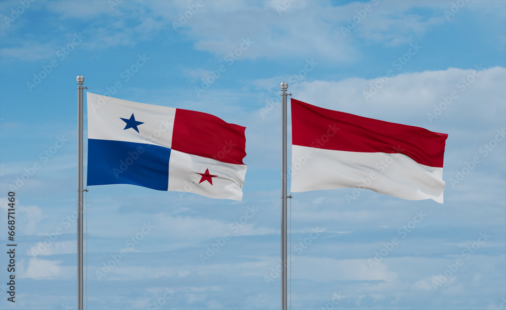 Indonesia and Panama flags, country relationship concept Indonesia and Panama flags, country relationship concept