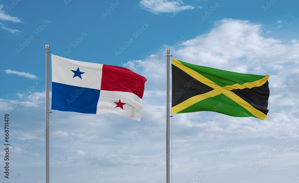 Jamaica and Panama flags, country relationship concept Jamaica and Panama flags, country relationship concept