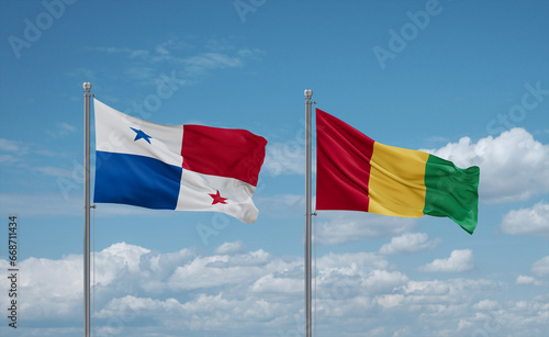 Guinea and Panama flags, country relationship concept