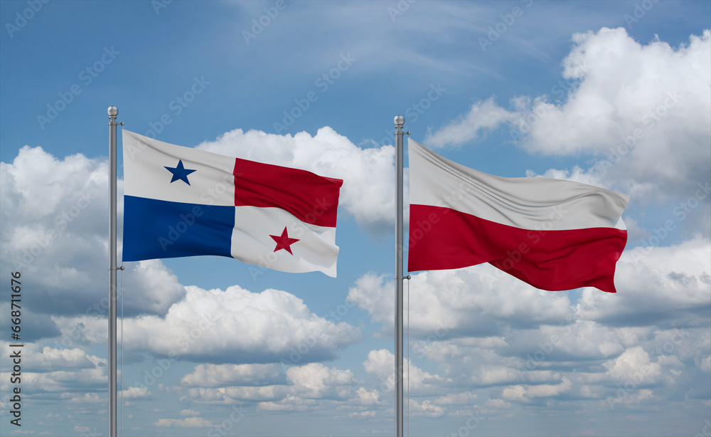 Poland and Panama flags, country relationship concept Poland and Panama flags, country relationship concept