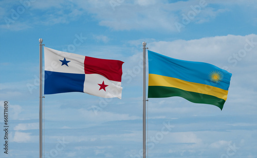Rwanda and Panama flags, country relationship concept