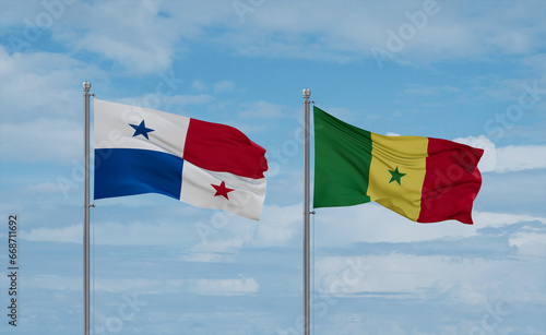 Senegal and Panama flags, country relationship concept