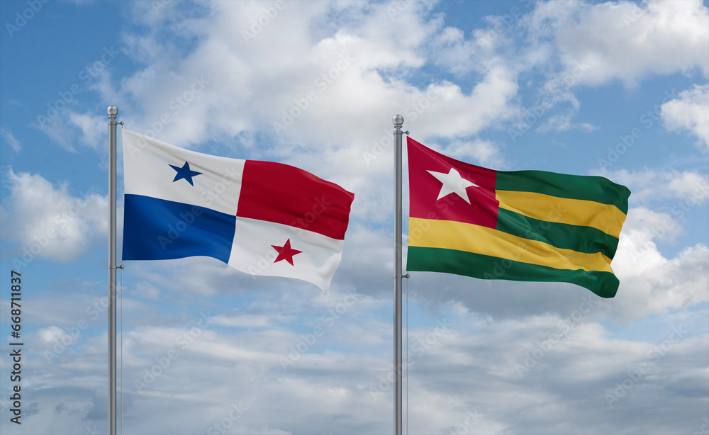 Togo and Panama flags, country relationship concept Togo and Panama flags, country relationship concept
