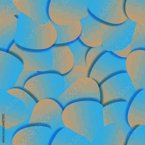 Seamless pattern with abstract shapes. Illustration with  texture and noise