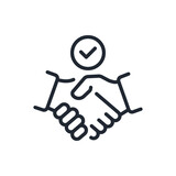 Handshake, agreement, partnership, commitment editable stroke outline icon isolated on white background flat vector illustration. Pixel perfect. 64 x 64.
