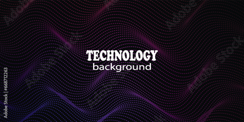 Abstract Waving Particle Technology Background Design. Abstract wave moving dots flow particles, hi-tech and big data background design for brochures, flyers, magazine, business card, banner. Vector
