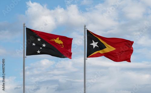 East Timor and Papua New Guinea flags, country relationship concept