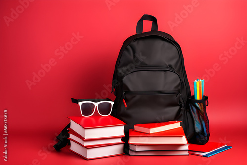 backpack and books