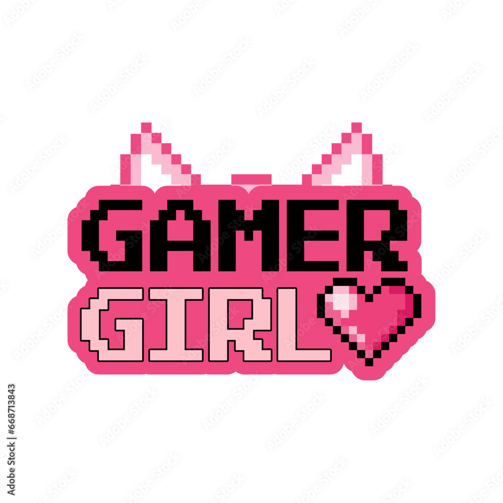 gamer girl. Cute Gaming T-Shirt Design for Girls and Merchandise, Trendy Clothing Video Game Design gamer girl. Cute Gaming T-Shirt Design for Girls and Merchandise, Trendy Clothing Video Game Design