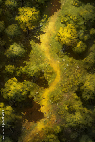 DnD Map Golden Forest Glade from Above.