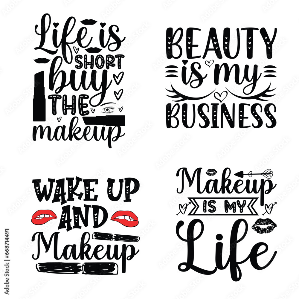 Makeup Svg Bundle, Lipstick Svg, Mascara Svg, Nail Polish Svg, Makeup Brush