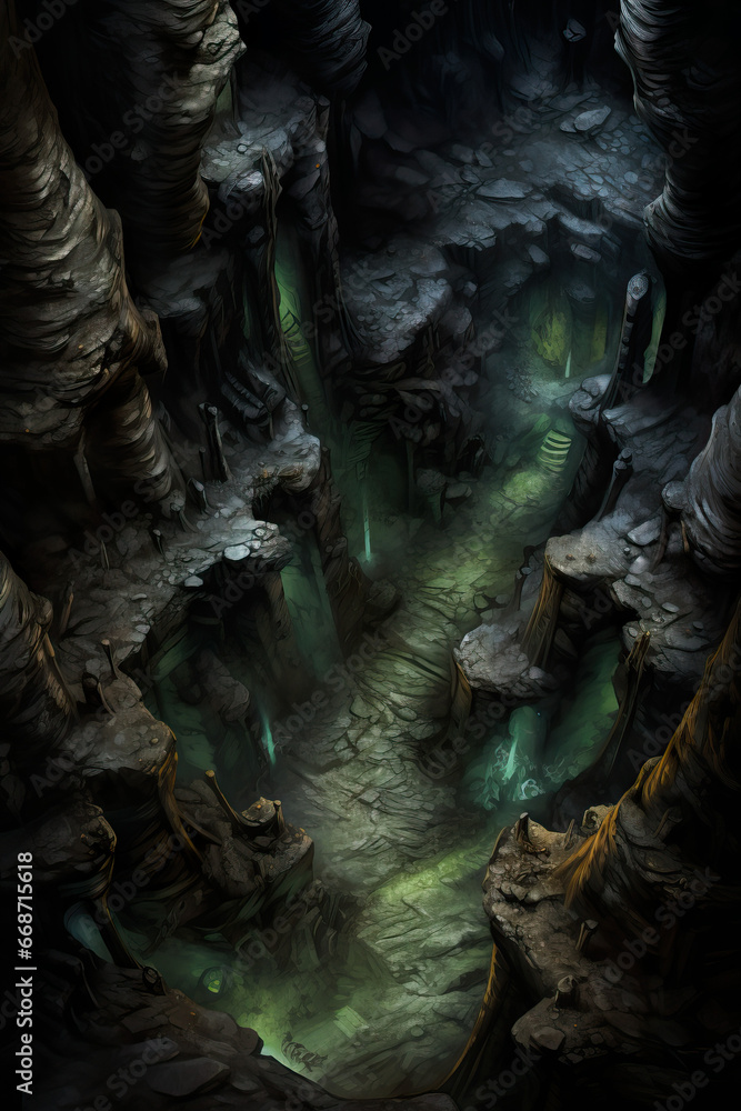 DnD Map Subterranean Caves: Deep Underground Exploration