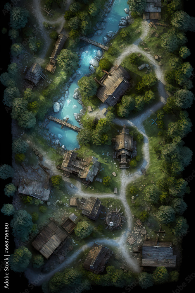 DnD Map Wood Elf Village in Starfall Stock Illustration Adobe Stock