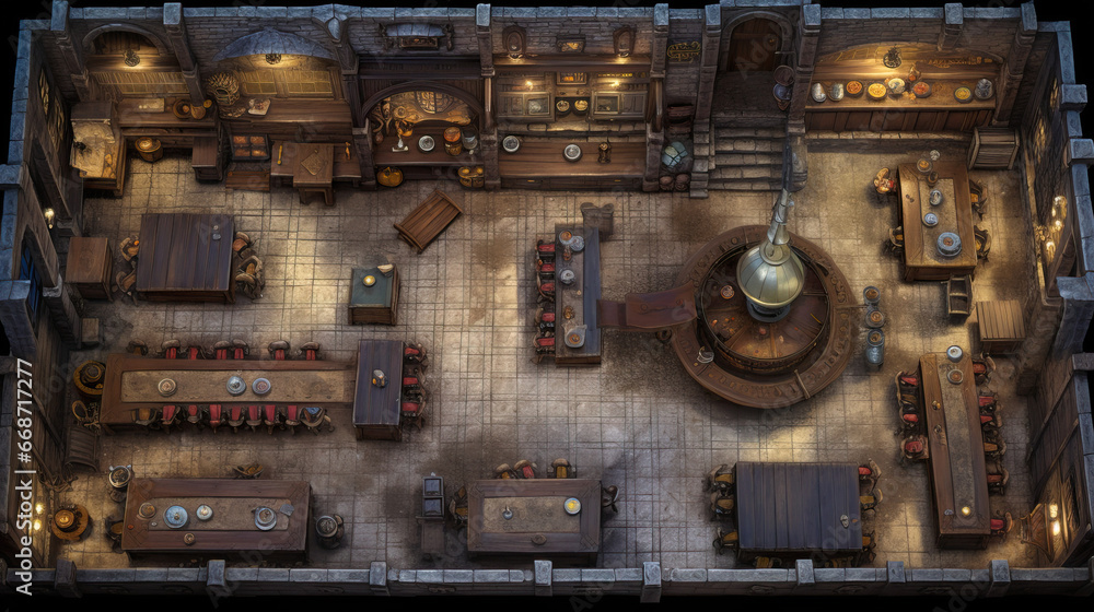DnD Map Silver Tavern's Stunning Aerial View