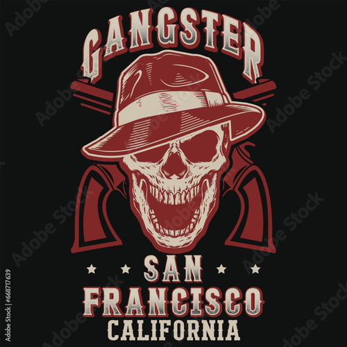 Gangster san Francisco California vintage graphics tshirt dseign