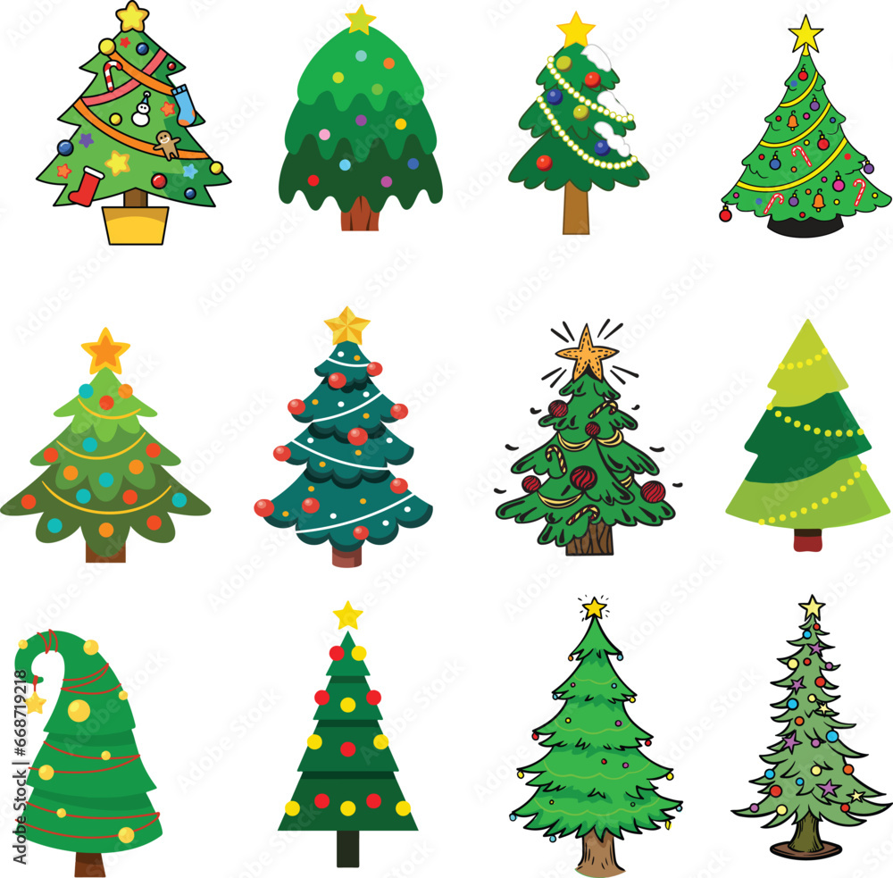 set of christmas trees set of christmas trees