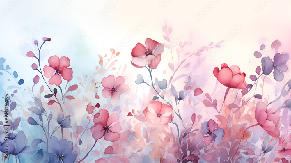 Wallpaper design with floral paint
