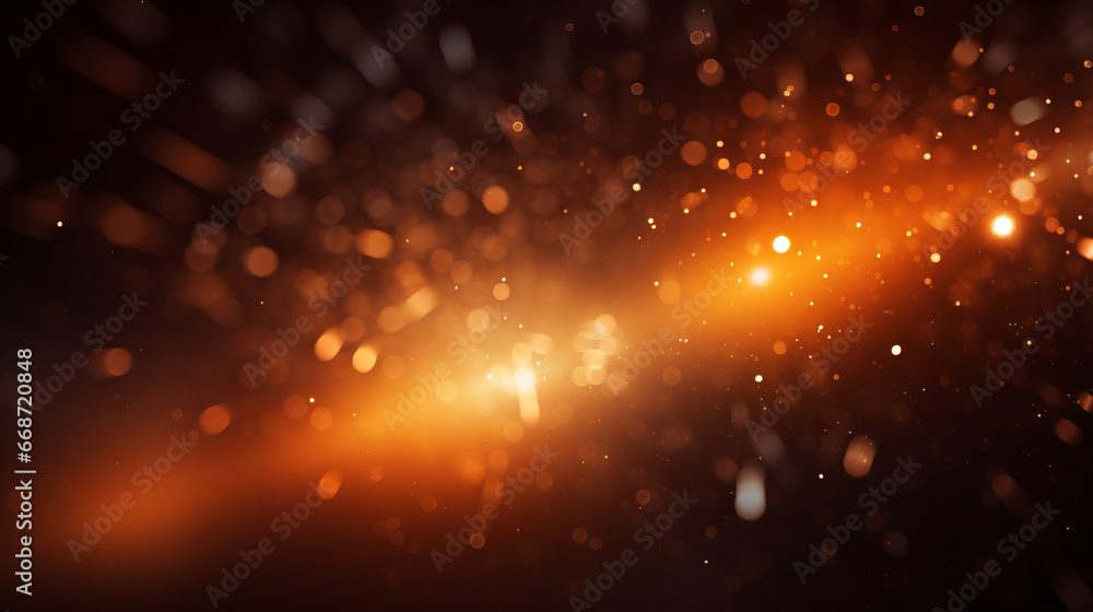 Fototapeta premium Gold and red glitter glow particle bokeh background. Festive celebration wallpaper concept