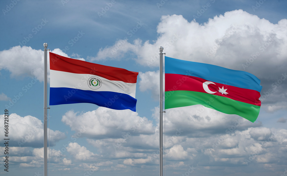 Azerbaijan and Paraguay flags, country relationship concept Azerbaijan and Paraguay flags, country relationship concept
