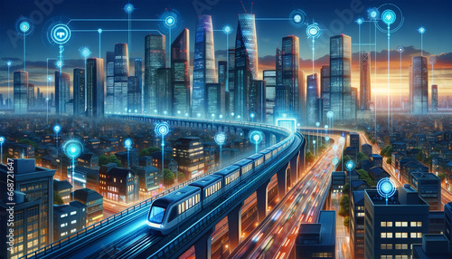Smart city with AI technologies. City of the future