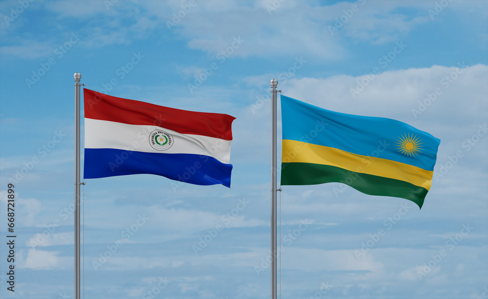 Rwanda and Paraguay flags, country relationship concept Rwanda and Paraguay flags, country relationship concept
