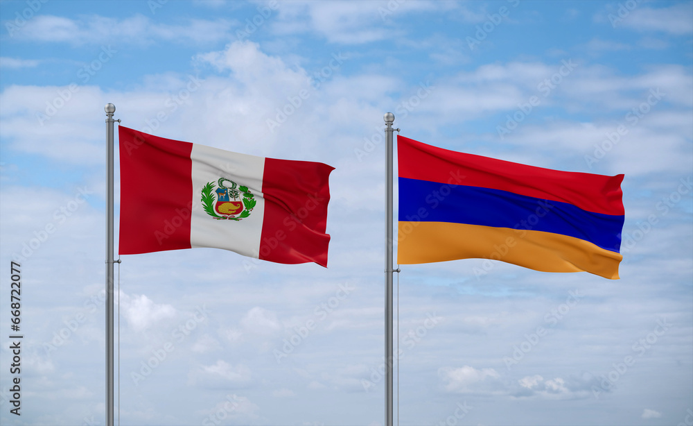 Armenia and Peru flags, country relationship concept Armenia and Peru flags, country relationship concept