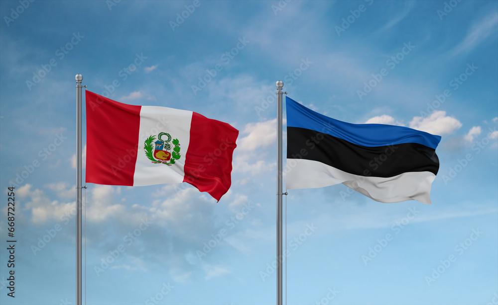Estonia and Peru flags, country relationship concept Estonia and Peru flags, country relationship concept