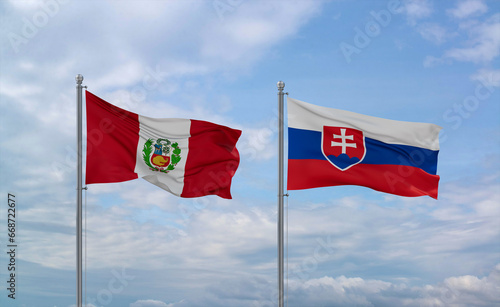Slovakia and Peru flags, country relationship concept