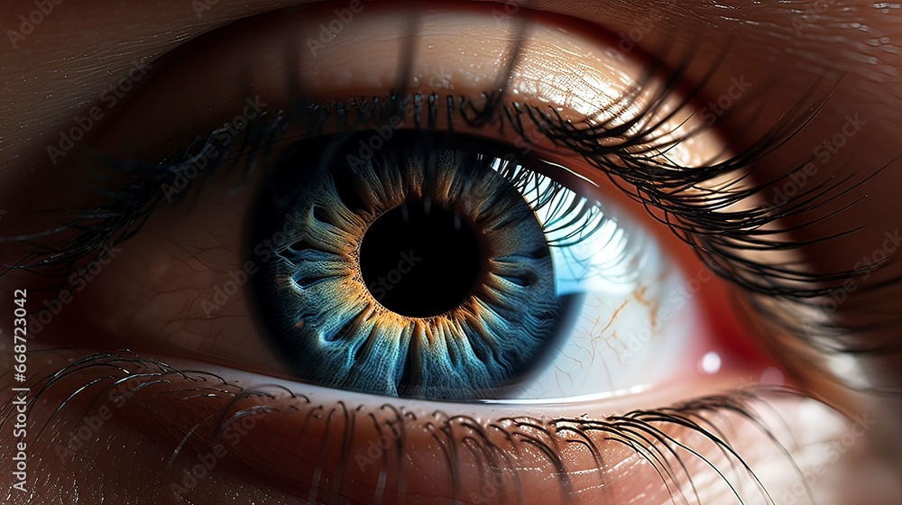 Fantasy female eye, close-up, macro. Generation AI