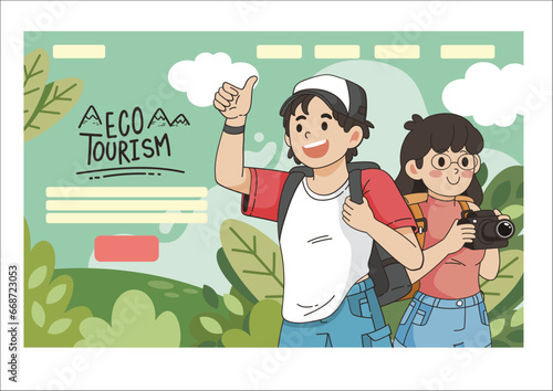 vacaciones en pareja, plantilla de página de viajes y ecoturismo para sitio web