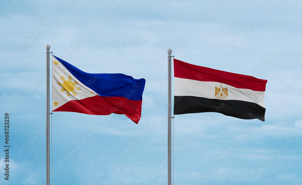 Egypt and Philippines flags, country relationship concept Egypt and Philippines flags, country relationship concept