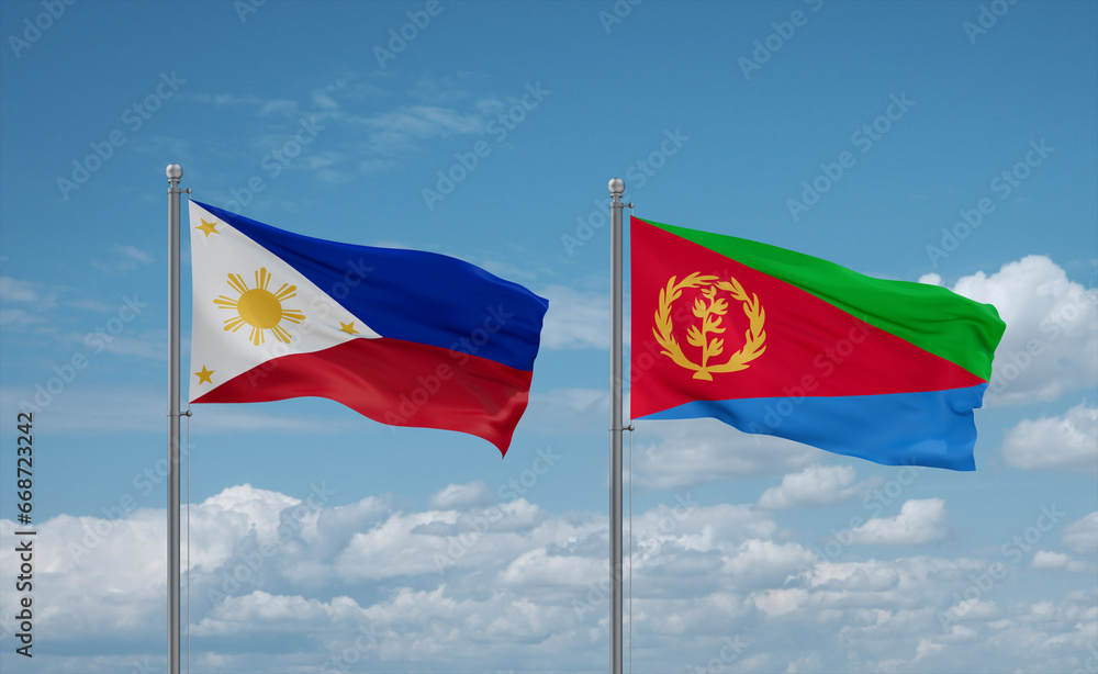 Eritrea and Philippines flags, country relationship concept Eritrea and Philippines flags, country relationship concept