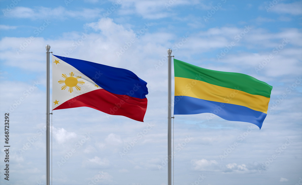 Gabon and Philippines flags, country relationship concept Gabon and Philippines flags, country relationship concept