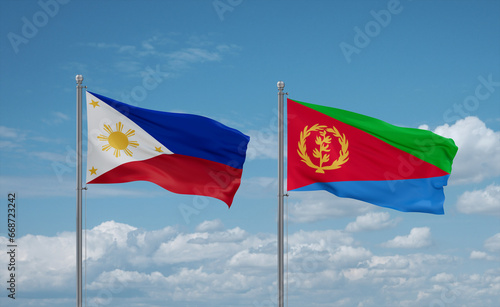Eritrea and Philippines flags, country relationship concept