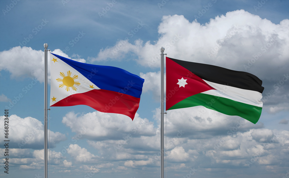 Jordan and Philippines flags, country relationship concept Jordan and Philippines flags, country relationship concept