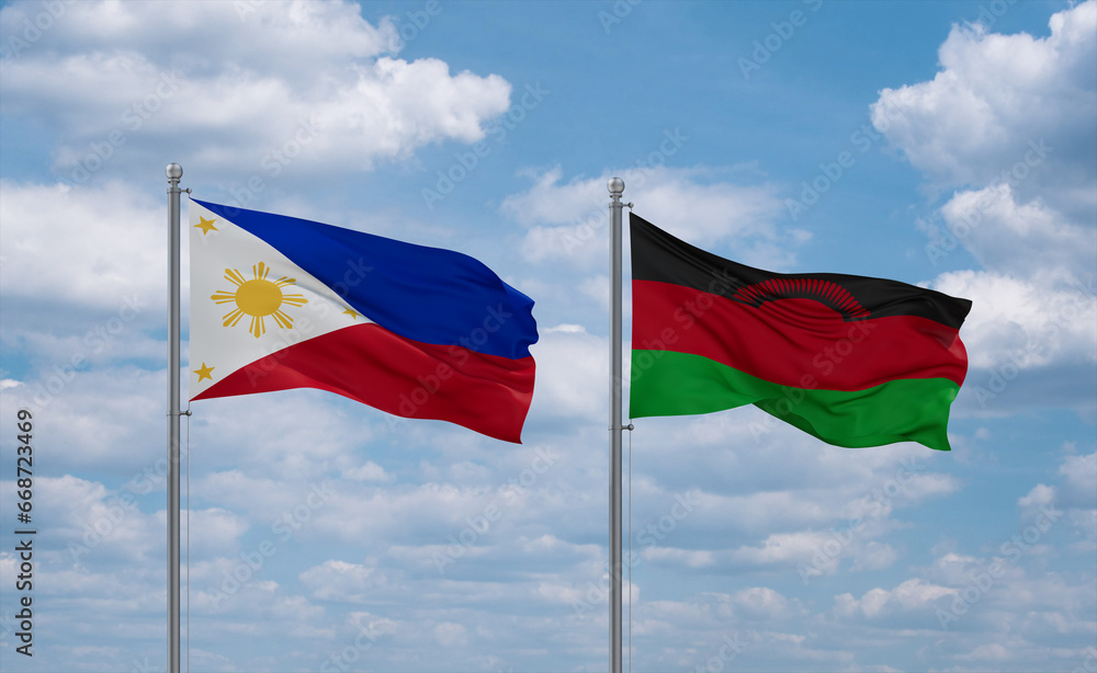 Malawi and Philippines flags, country relationship concept Malawi and Philippines flags, country relationship concept
