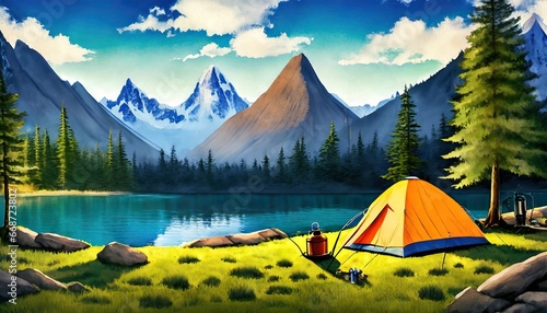 Camping next to a mountain lake during winter / spring © Niklas