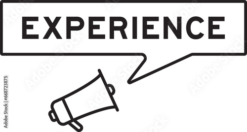 Megaphone icon with speech bubble in word experience on white background