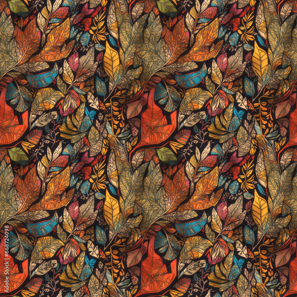 bright colorful leafy repeat pattern, nature theme seamless repeat pattern, generative ai bright colorful leafy repeat pattern, nature theme seamless repeat pattern, generative ai