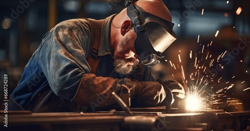 Man equipment skill welder steel workshop working welding metal industrial safety