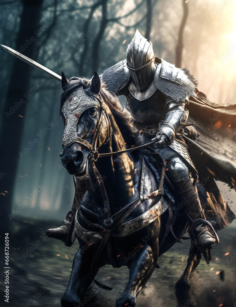Naklejka premium RPG DND fantasy character for Dungeons and Dragons, Roleplay, Avatar, Cataphract, Rider, Soldier, Medieval