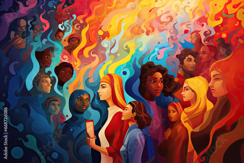 Conceptual Image of Diversity in Society, Diversity in Education or Educators Illustration