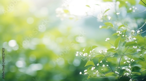 Blurred greenery in a sunlit garden, capturing the essence of spring and summer.