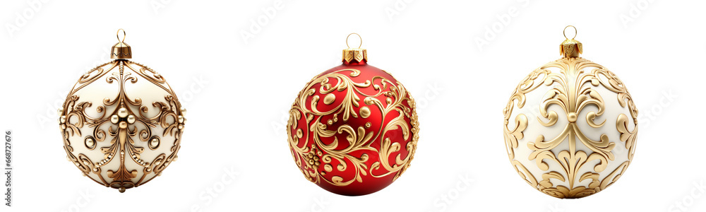 Christmas balls set isolated on transparent background. Generative AI. Christmas balls set isolated on transparent background. Generative AI.