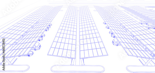 3D illustration of parking lot