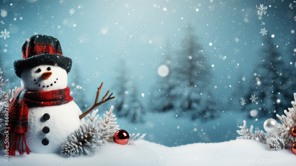 Christmas greeting. happy new year. snowman in the snow. christmas background. Christmas greeting. happy new year. snowman in the snow. christmas background.